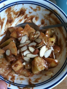 I added sliced almonds, but opted out of the coconut milk this time. Can't wait to sit down with my coffee and dig in!